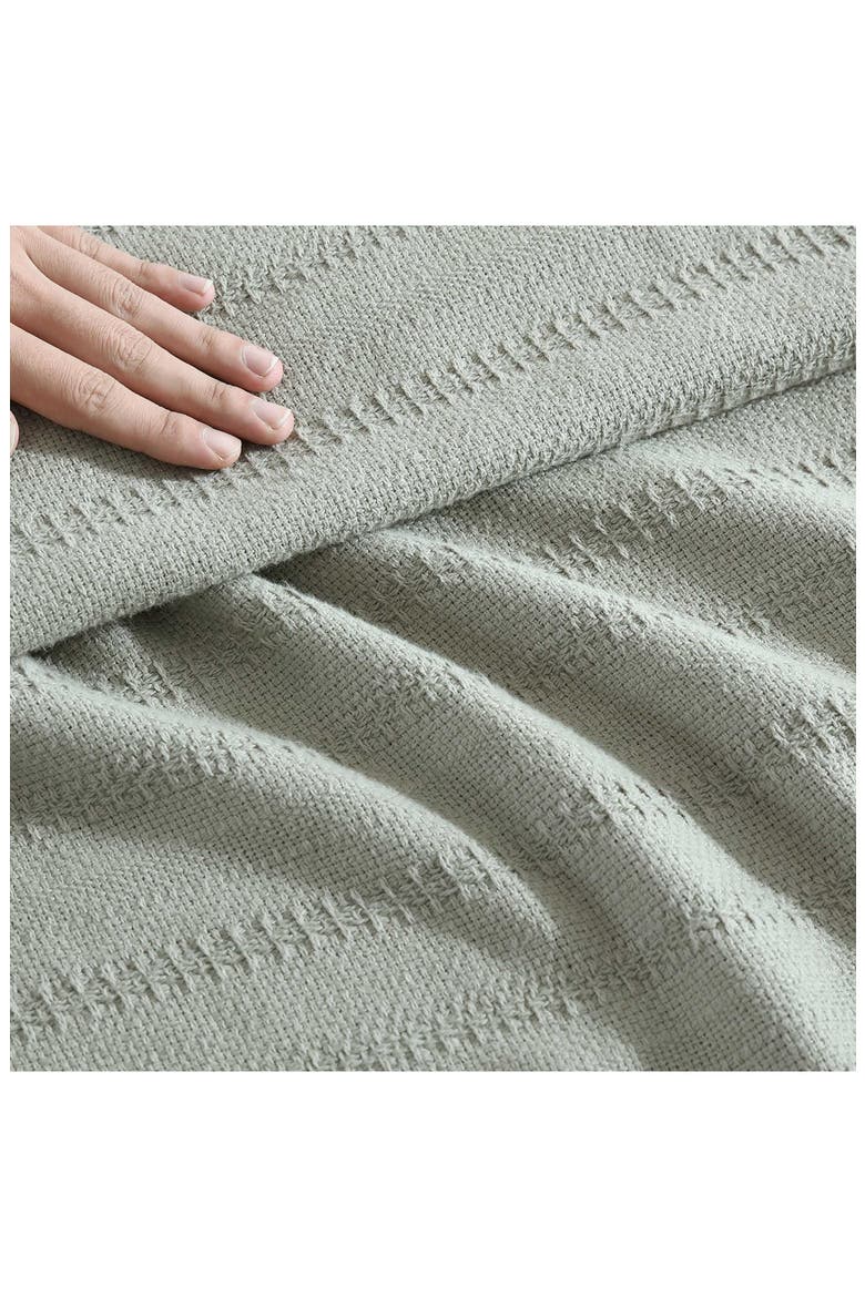 Variegated Weave Stripe Cotton Blanket, Alternate, color, GREEN