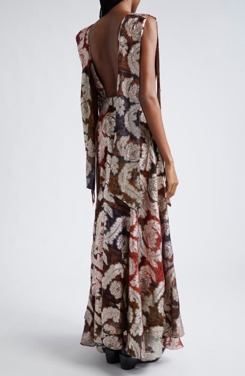 FARM Rio Metallic Jacquard Sleeveless Maxi Dress, Alternate, color, 