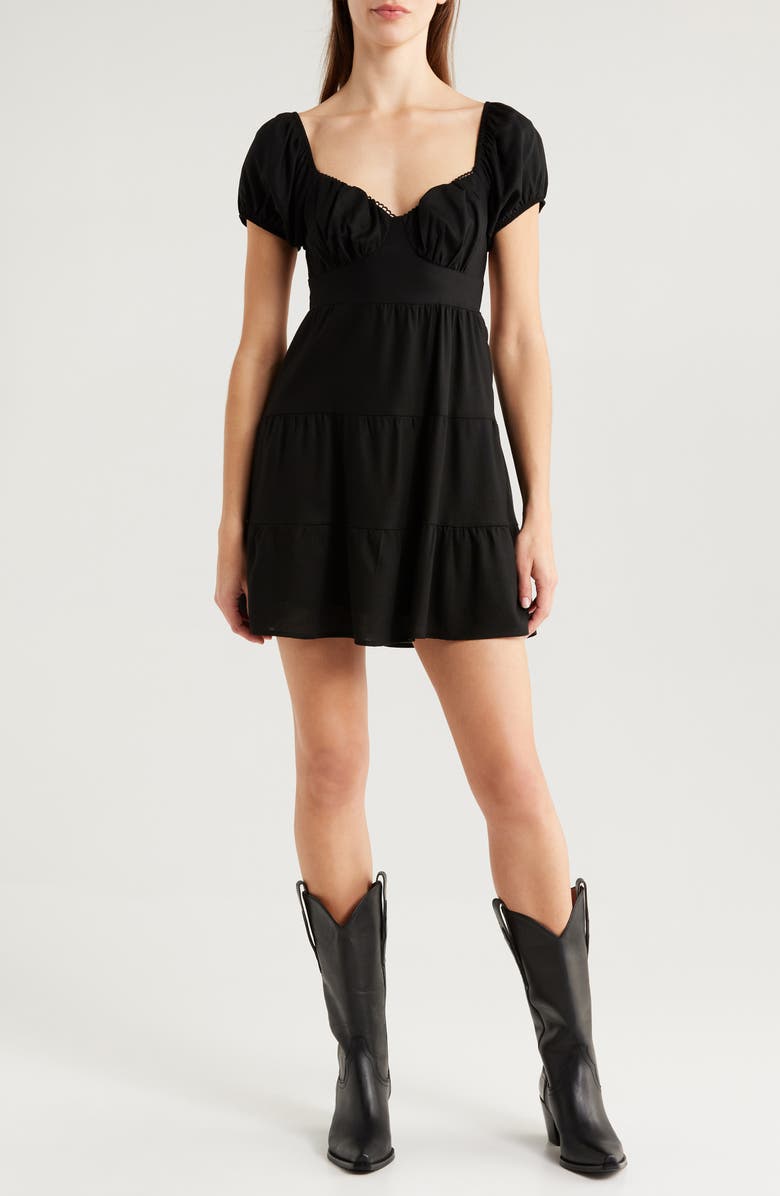 PacSun Puff Sleeve Minidress, Main, color, Anthracite