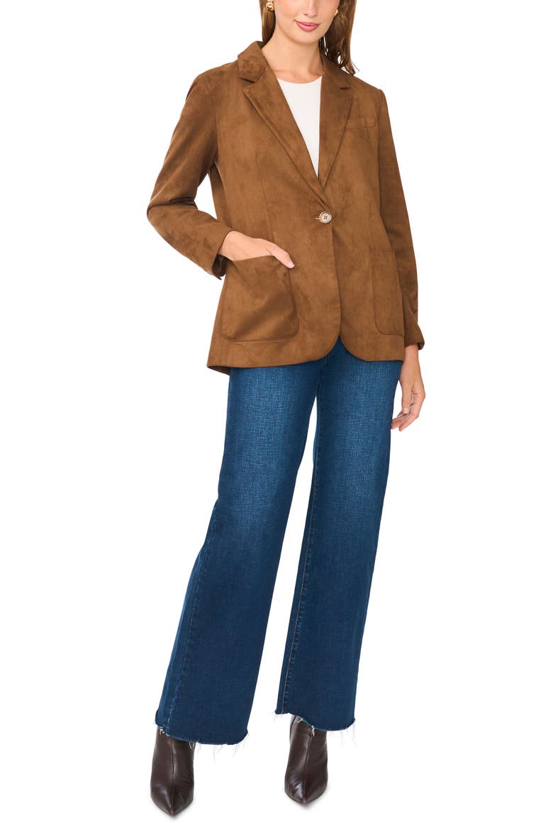 Faux Suede Blazer, Alternate, color, TOASTED