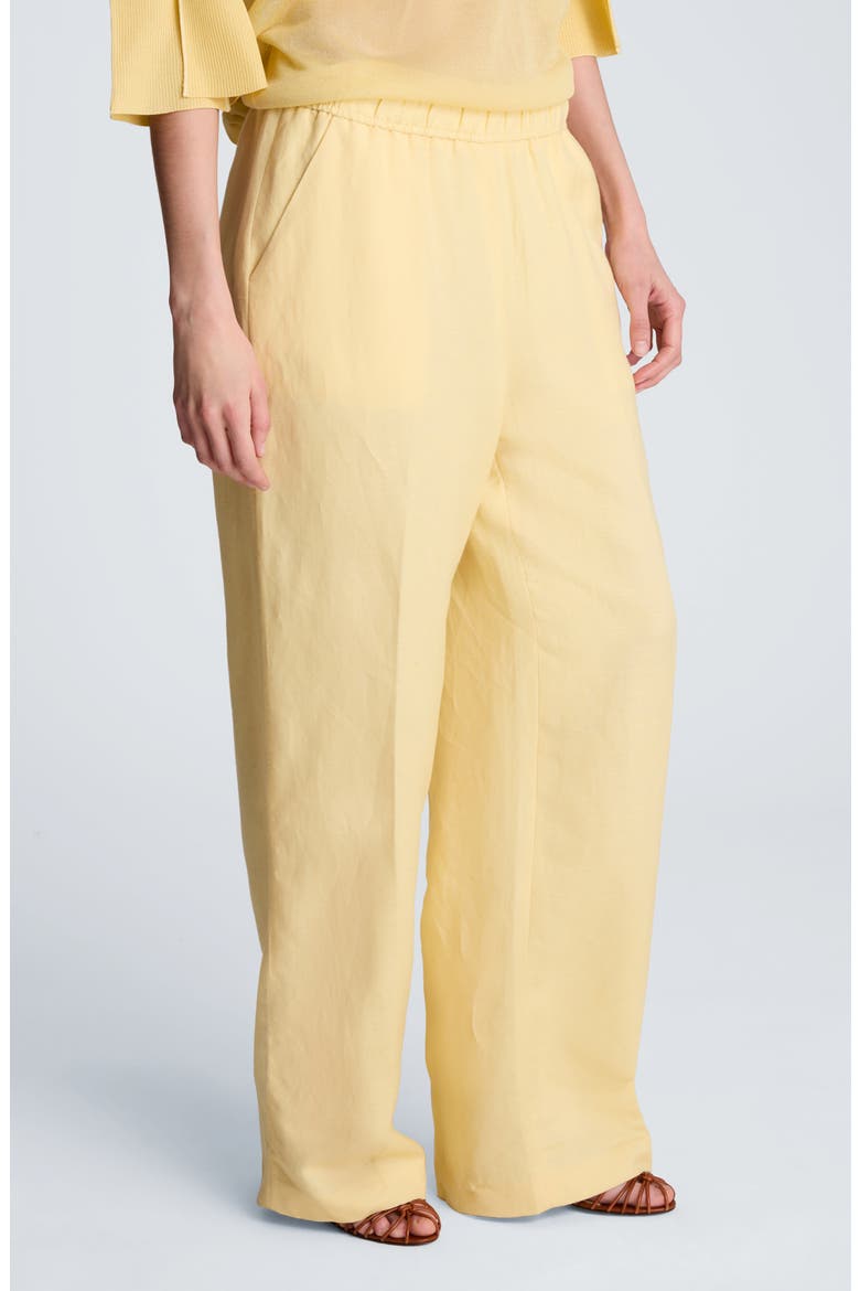 Pull-On Linen Blend Straight Leg Pants, Alternate, color, PASTEL YELLOW