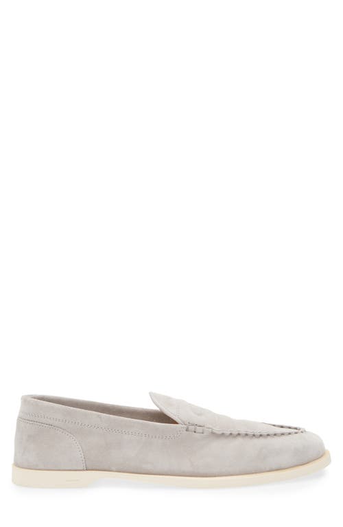 John Lobb Sand Beige Suede Leather Pace Oval Flexi Loafers In Mist