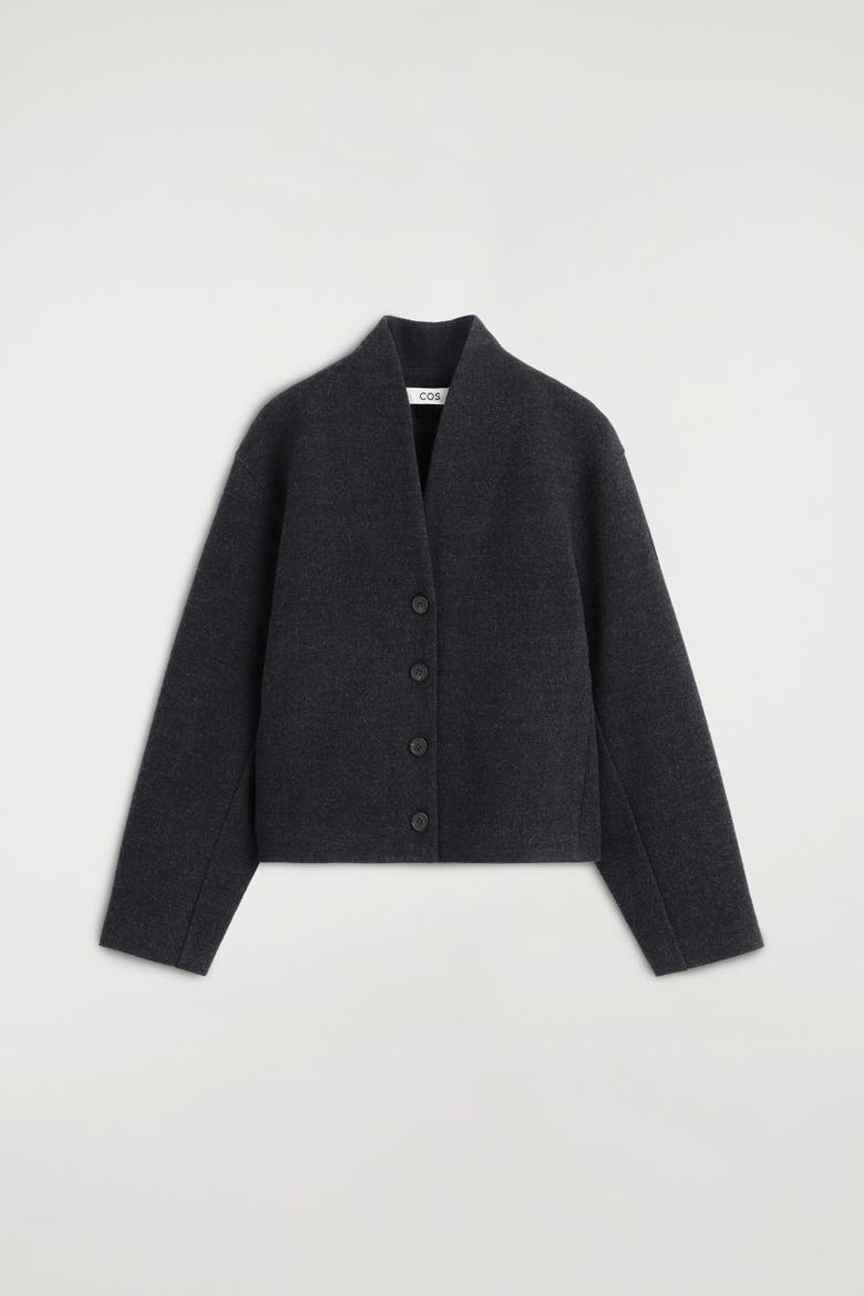 Boiled Wool-blend Shawl-collar Cardigan, Alternate, color, CHARCOAL MÉLANGE