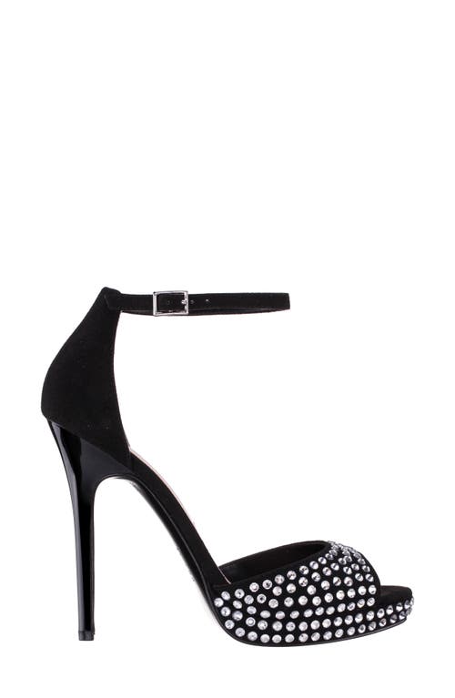 Nina Francia Crystal Ankle Strap Stiletto Sandal In Black