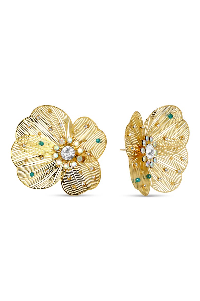 Nora Mesh Flower Stud Earrings, Main, color, GOLD