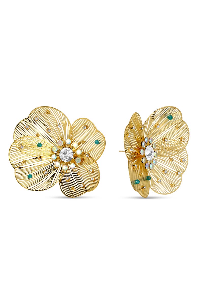 EYE CANDY LOS ANGELES Nora Mesh Flower Stud Earrings, Main, color, Gold