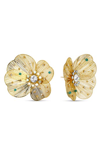 Eye Candy Los Angeles Nora Mesh Flower Stud Earrings In Gold
