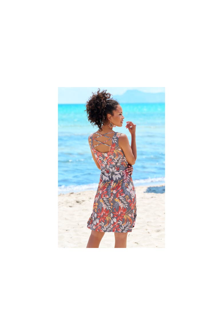 Strappy Back Print Dress, Alternate, color, Grey Printed