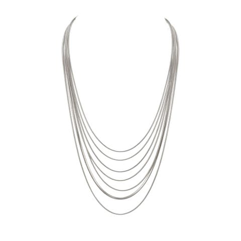 Vintage 1970s Silvertone 8 Strand Snake Chain Necklace