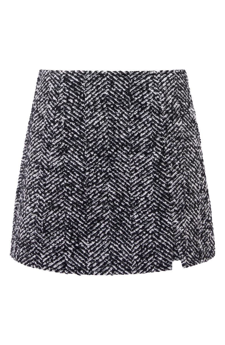 French Connection Chantelle Herringbone Miniskirt, Alternate, color, Black White