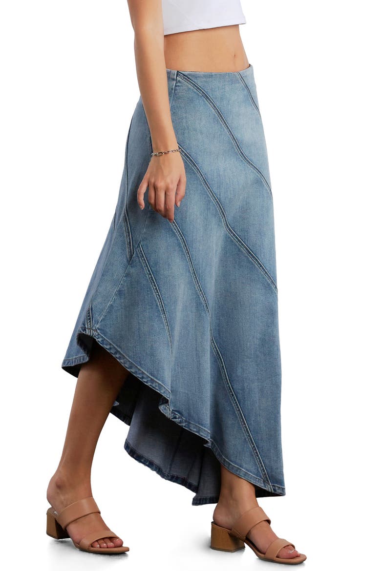 Daydream High Waist Seamed Denim Maxi Skirt, Alternate, color, FADED BLUE