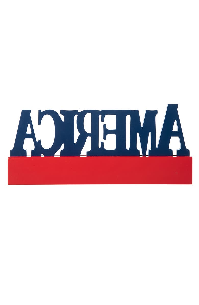 Glitzhome Patriotic Americana Wooden AMERICA Table Decor, Alternate, color, 