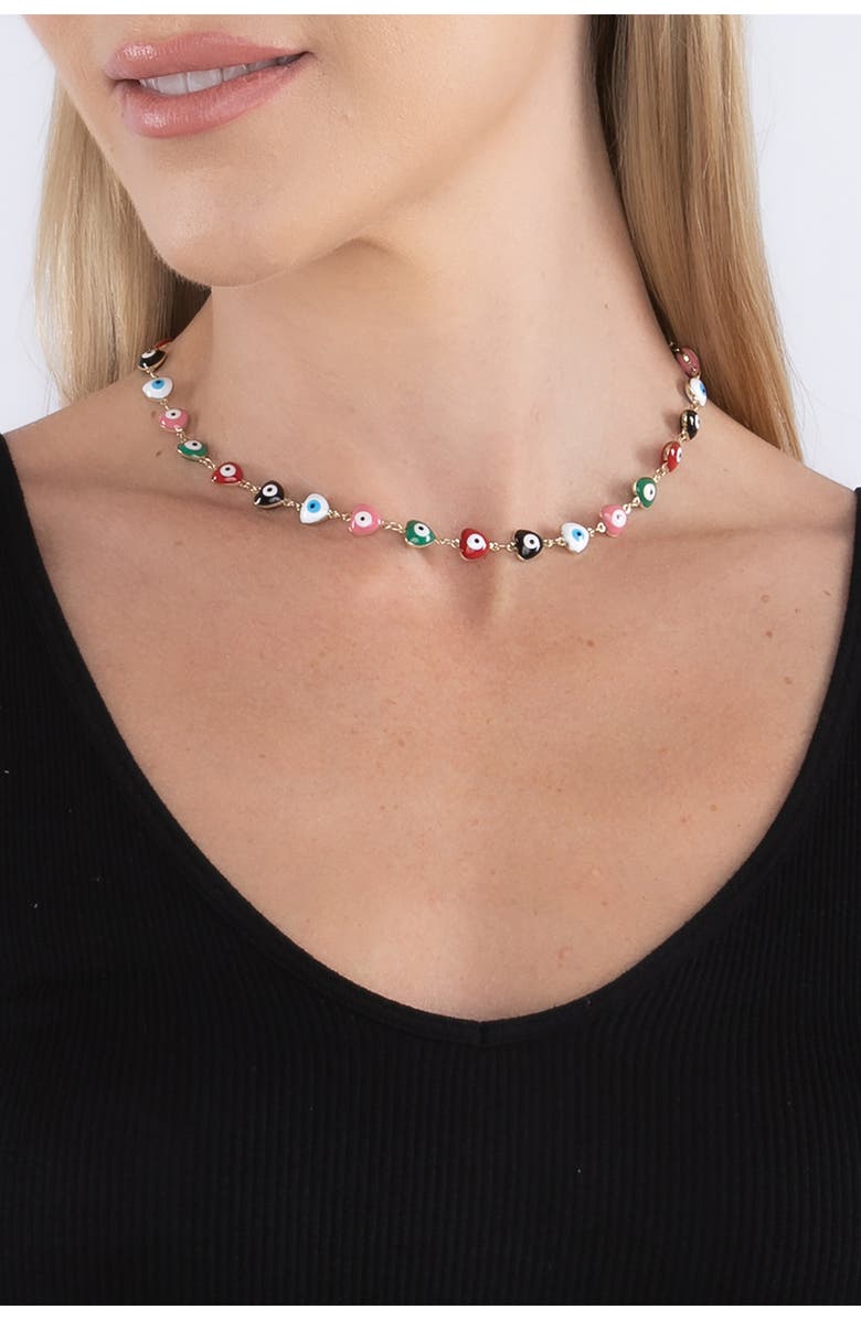 EYE CANDY LOS ANGELES Heart & Eye Enamel Necklace, Alternate, color, Gold