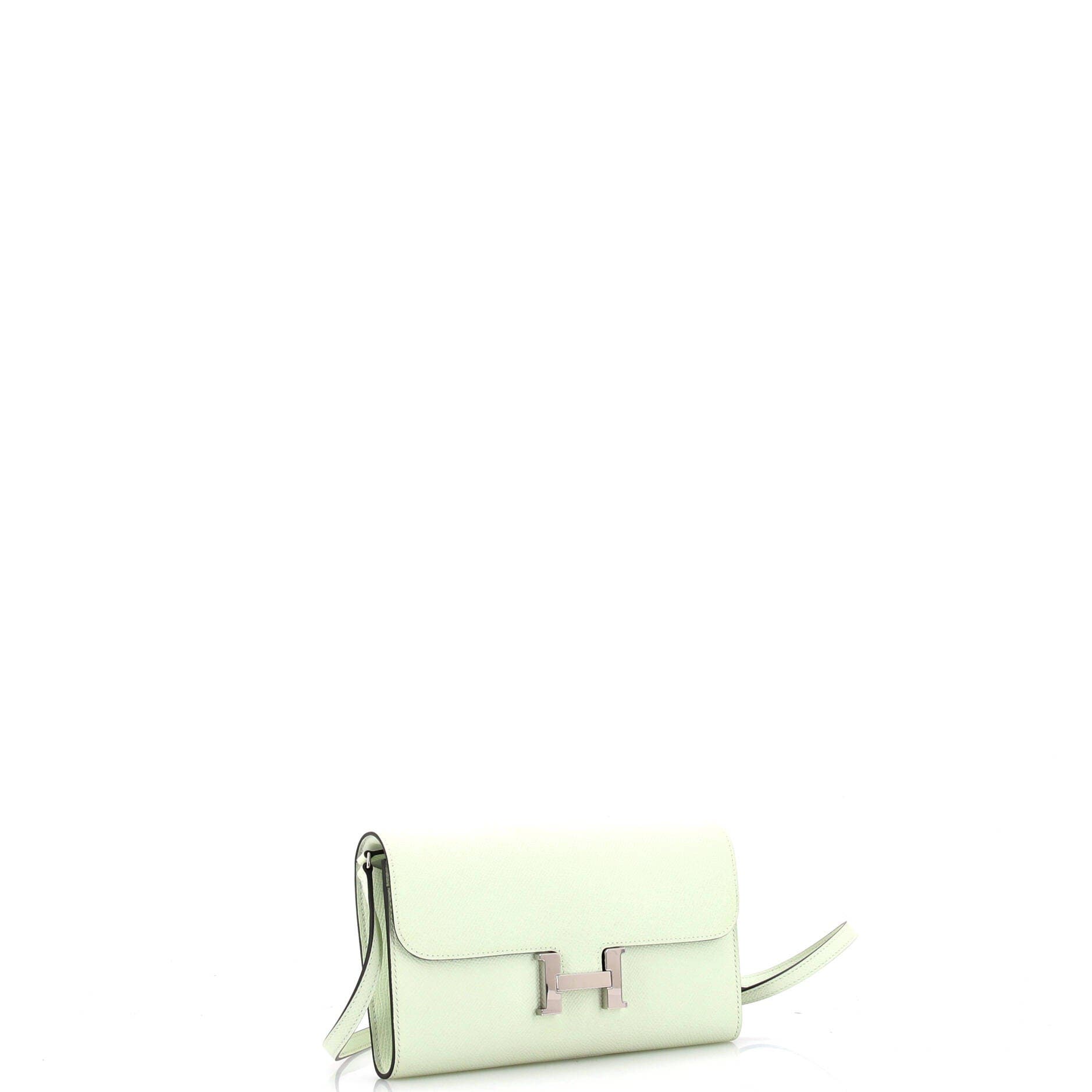 Pre-Owned Hermes Constance To Go Wallet Epsom, Alternate, color, Vert Fizz