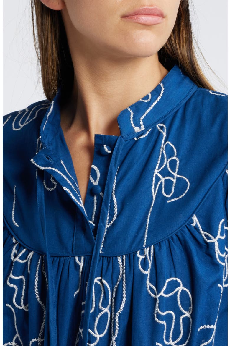 Amelie Embroidered Long Sleeve Shirtdress, Alternate, color, NAVY/ WHITE