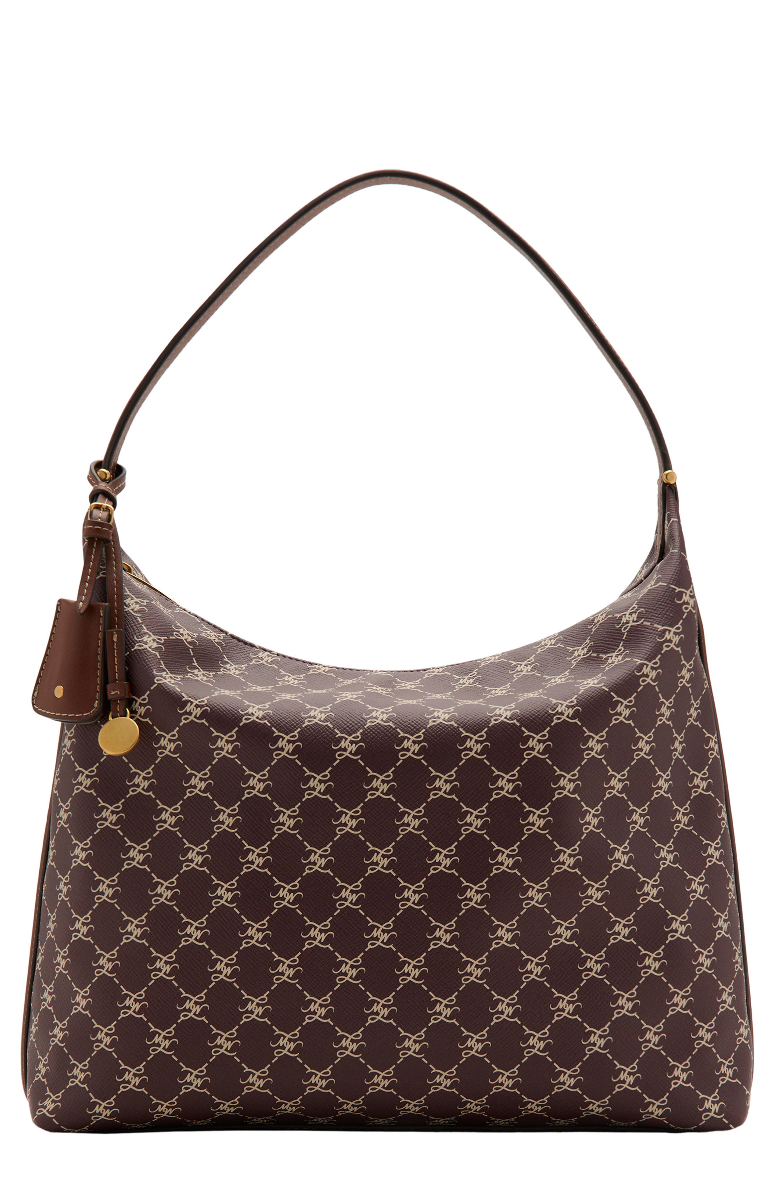 Logo Faux Leather Shoulder Bag, Main, color, BURGUNDY