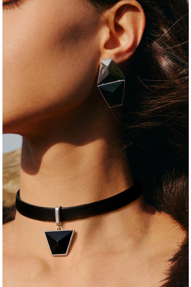 Echo Earrings, Alternate, color, Black & Silver