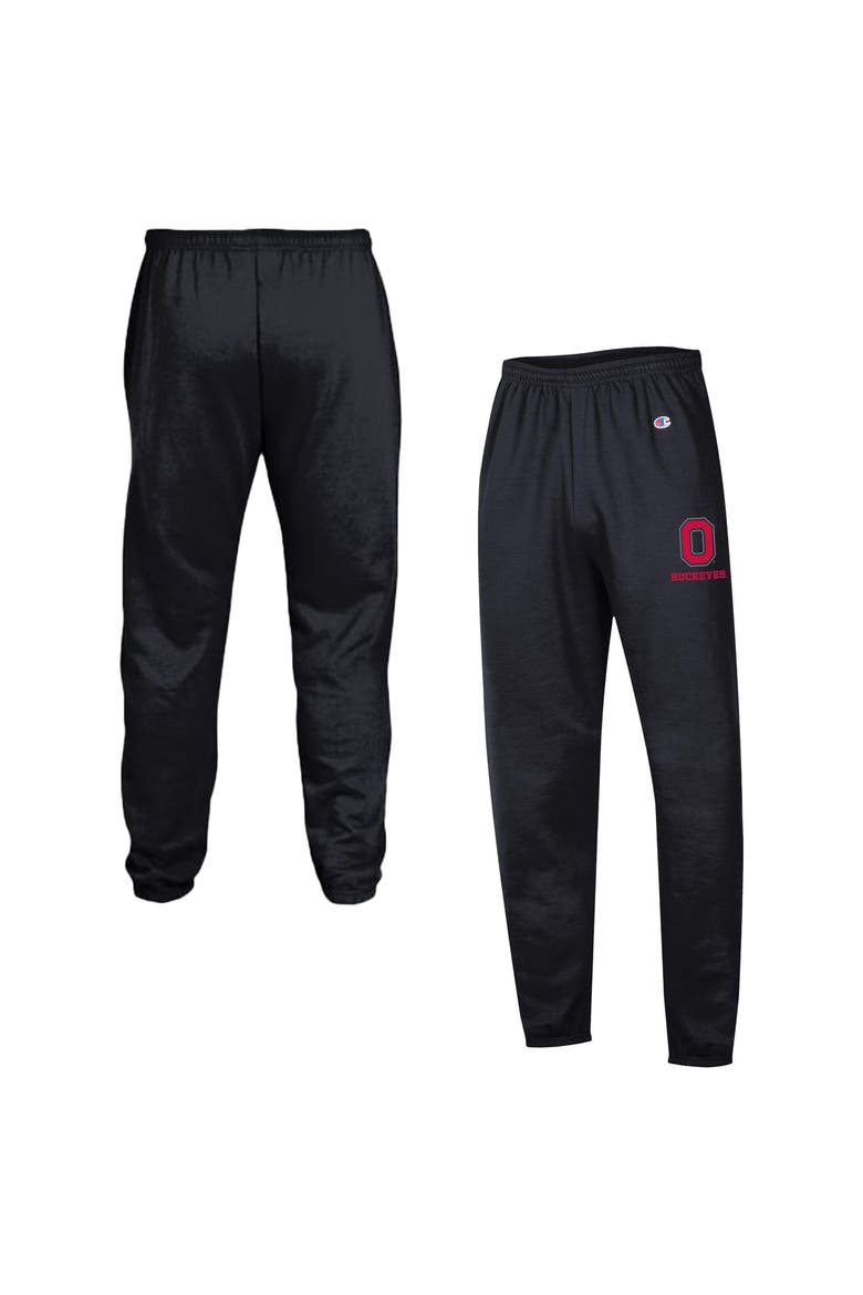 Men's Champion  Black Ohio State Buckeyes Powerblend Banded Fleece Sweatpants, Main, color, Black