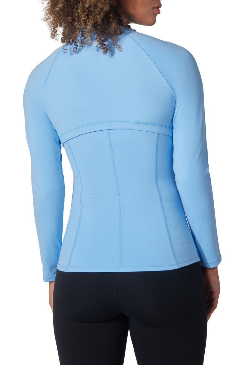 Brisa Interlock Flared Full Zip Sweatshirt, Alternate, color, DELLA ROBBIA BLUE