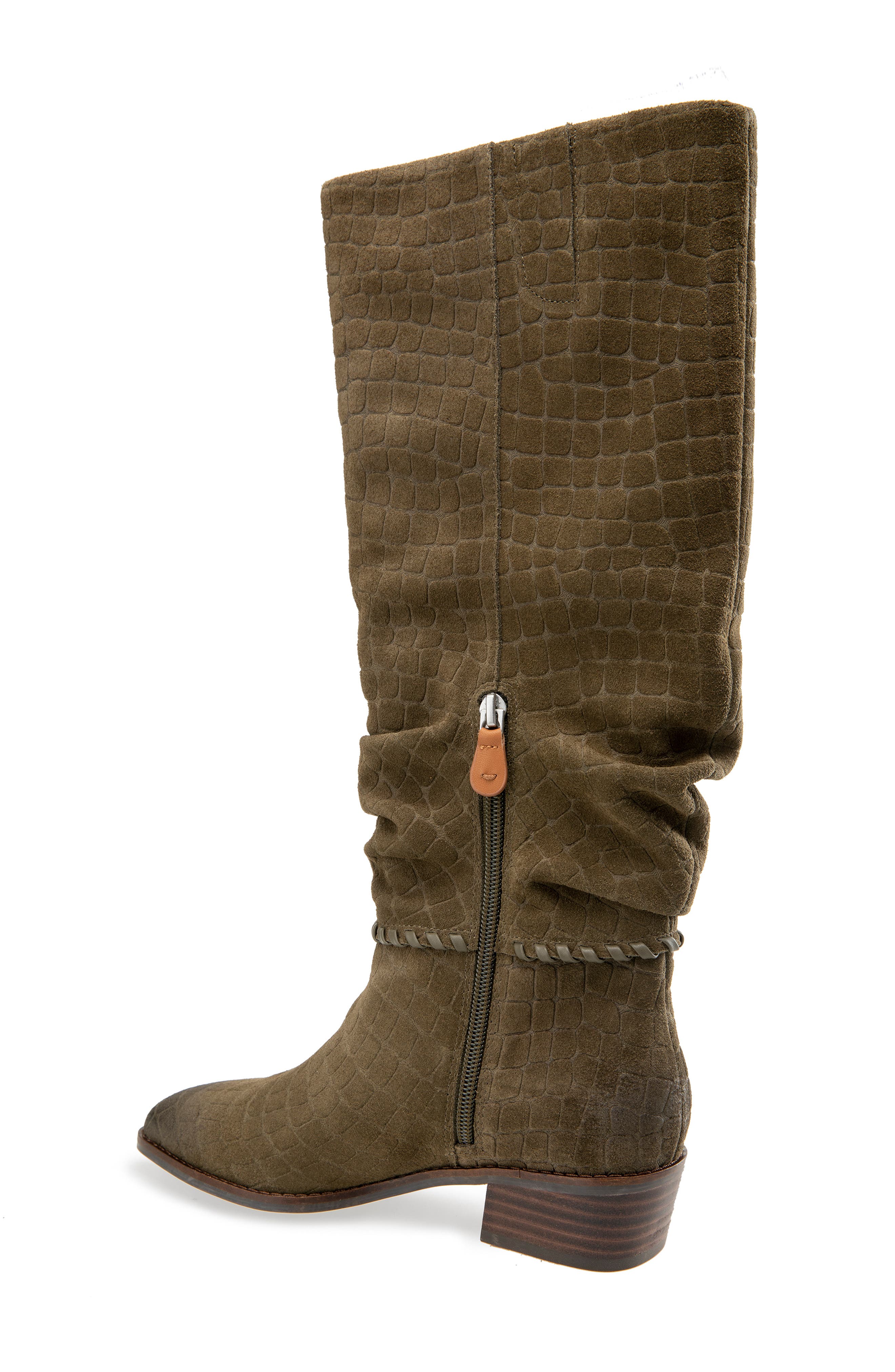 Fabri Knee High Boot, Alternate, color, OLIVE EMBOSSED SUEDE