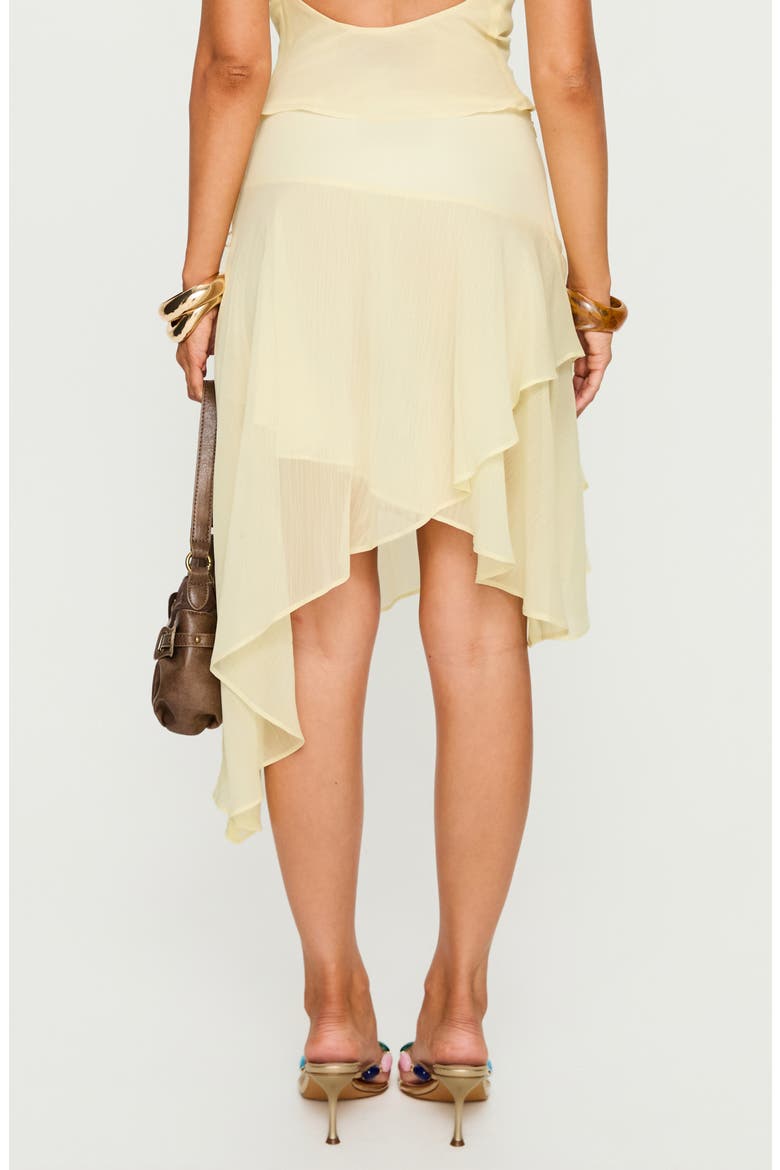 Evaleine Lace-Up Asymmetric Chiffon Skirt, Alternate, color, BABY YELLOW