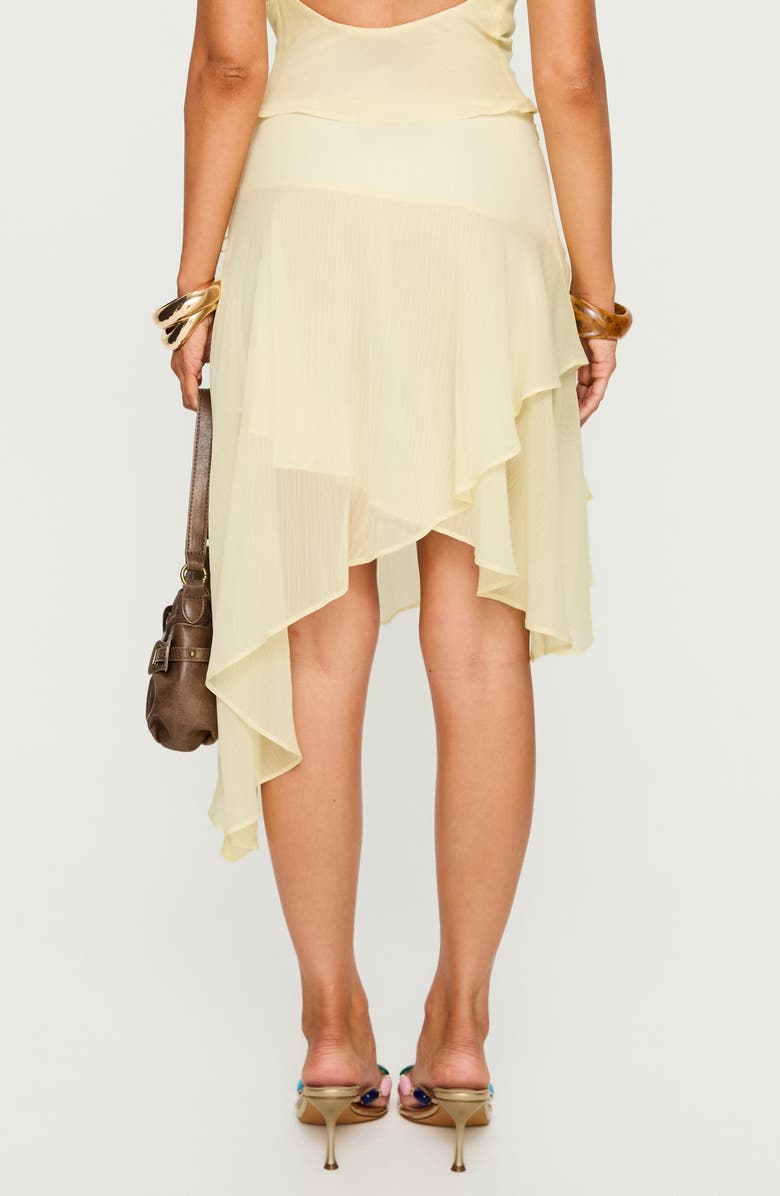 Princess Polly Evaleine Lace-Up Asymmetric Chiffon Skirt, Alternate, color, Baby Yellow