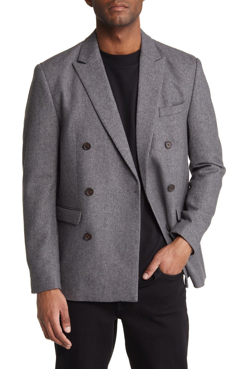 Frank And Oak Double Breasted Wool Blend Blazer, Alternate, color,