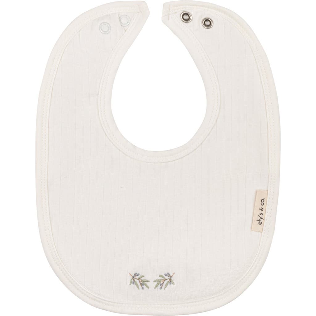 Ely's & Co. Organic Wide Rib Embroidered Scallop Collar Collection In Ivory/blue