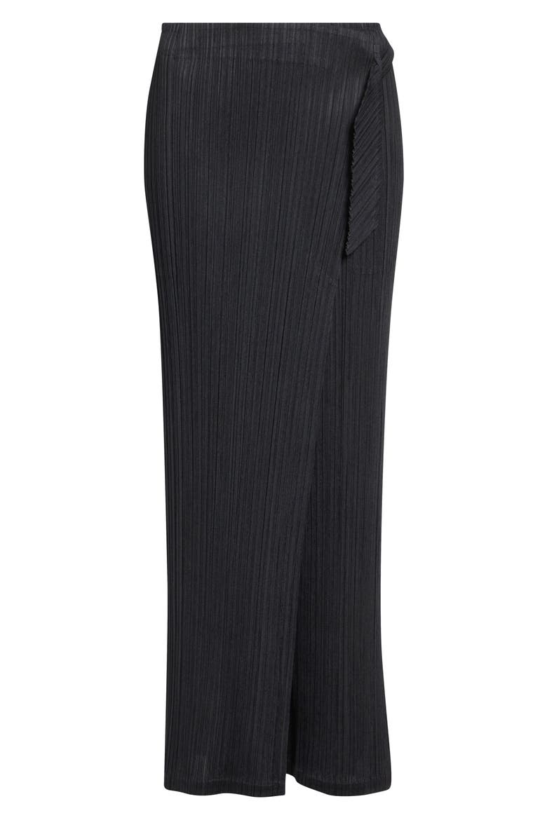 Facade Pleated Wrap Skirt, Alternate, color, BLACK
