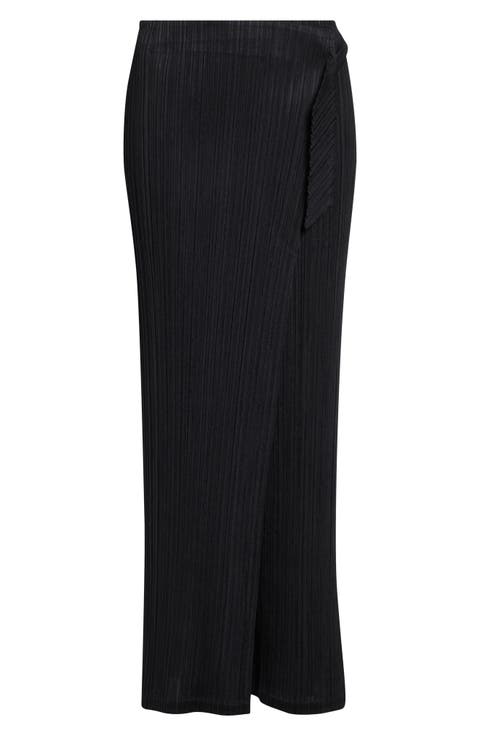 Facade Pleated Wrap Skirt