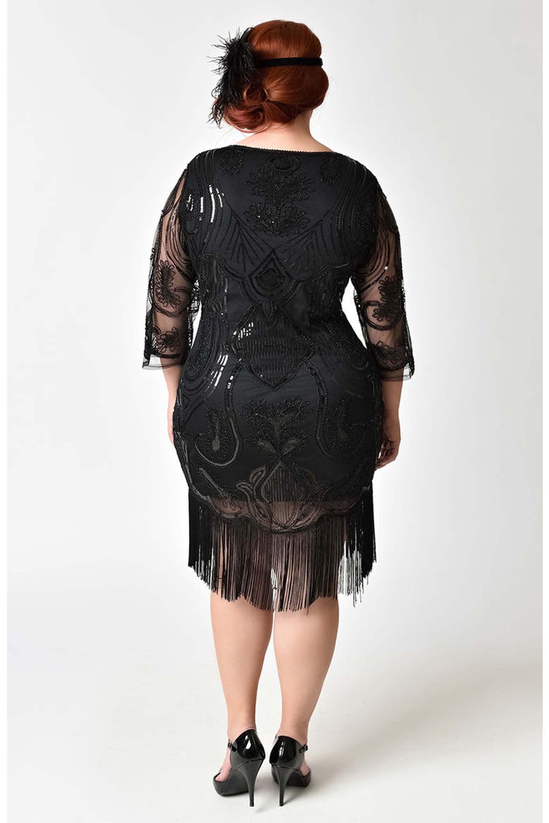 Plus Size 1920s Margaux Flapper Dress, Alternate, color, Black