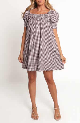 Petal & Pup Kennedy Puff Sleeve Smocked Gingham Minidress