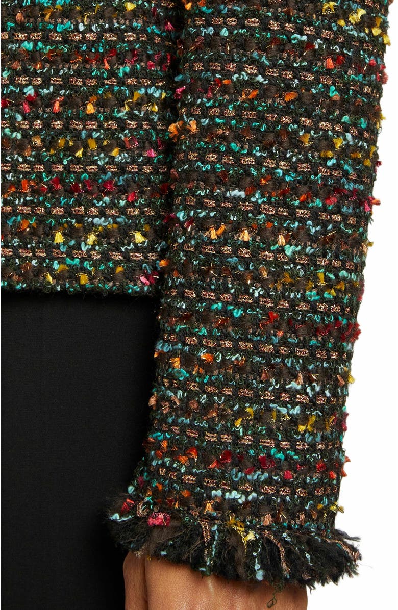 Santorelli RITA Tweed Jacket with Fringe Detail and Accent Buttons, Alternate, color, 