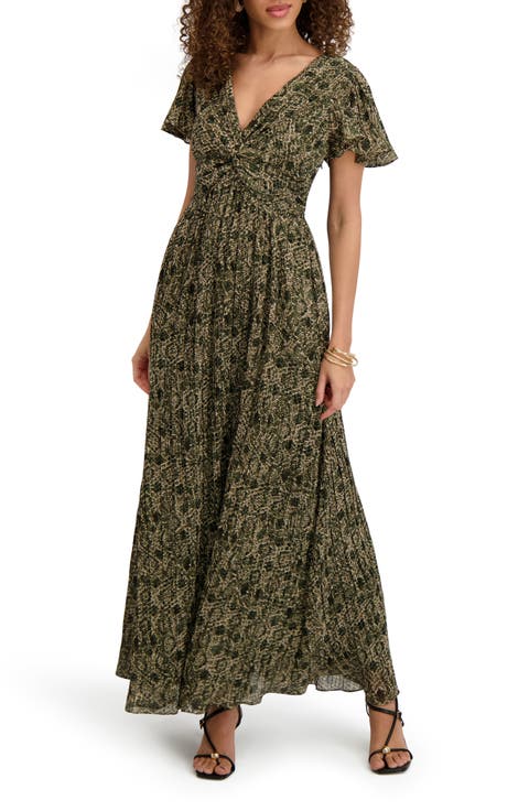 Stripe Chiffon Maxi Dress