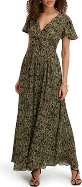 Kensie Stripe Chiffon Maxi Dress