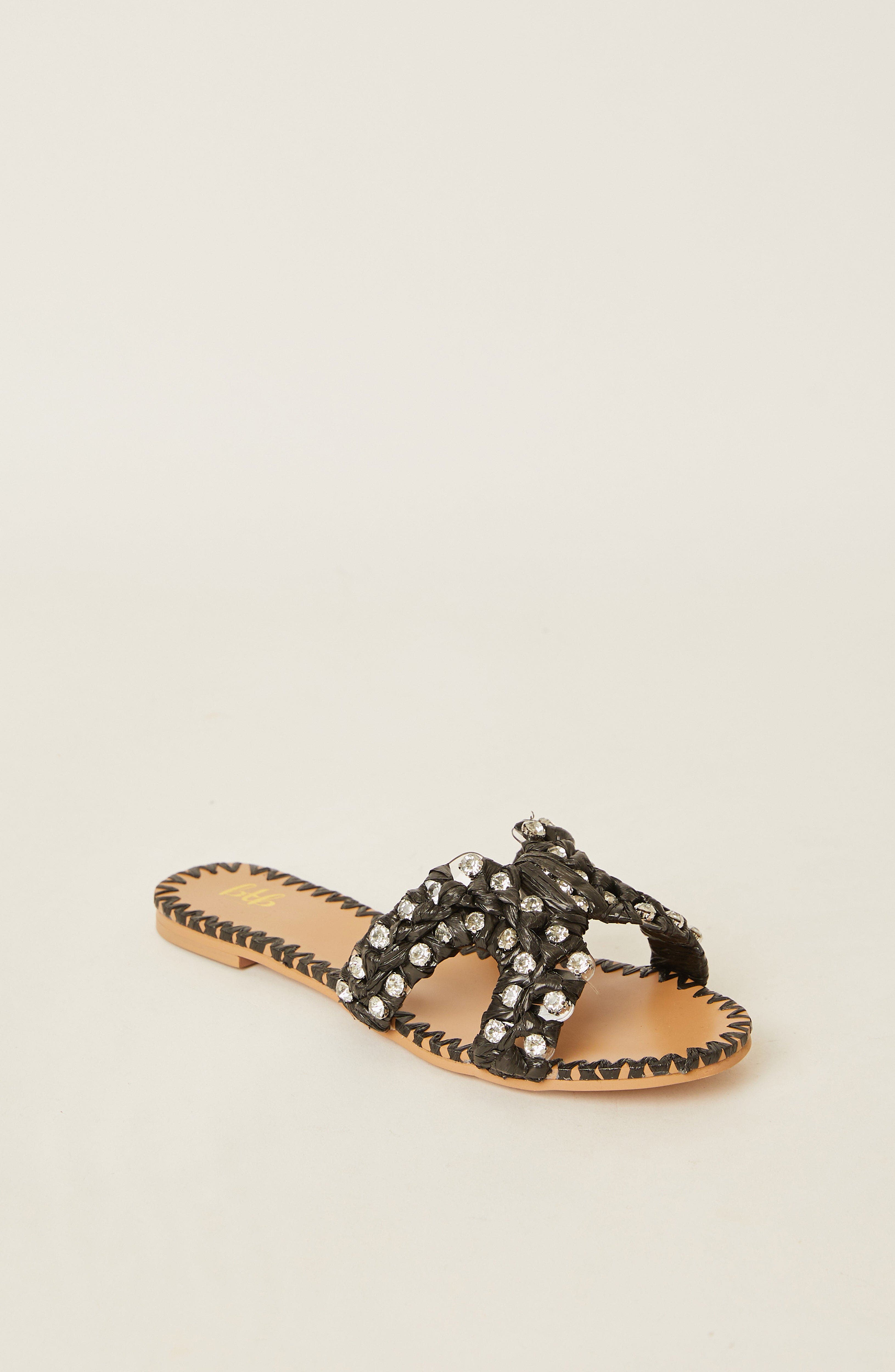 BTB Los Angeles LAUREL CRYSTAL SLIDE in Black 