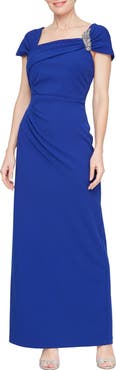 Alex Evenings Cap Sleeve Crepe Gown