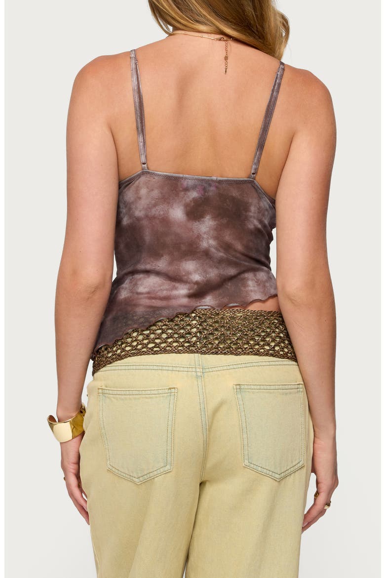 Embroidered Print Mesh Camisole, Alternate, color, BROWN