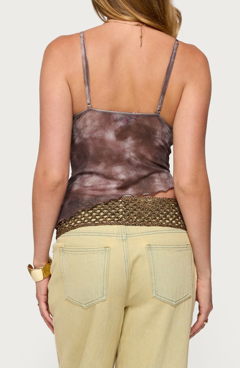 EDIKTED Embroidered Print Mesh Camisole, Alternate, color, Brown