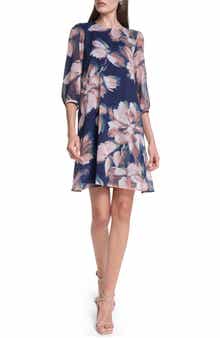 Floral Chiffon Trapeze Dress