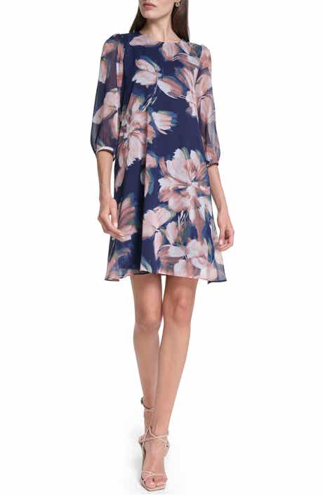 Floral Chiffon Trapeze Dress