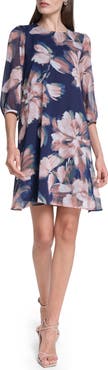 Calvin Klein Floral Chiffon Trapeze Dress