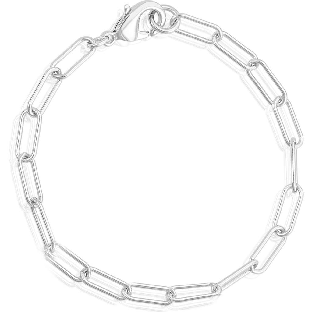 Adornia Tarnish Resistant Silver Plated Chunky Paper Clip Chain Bracelet In Silver