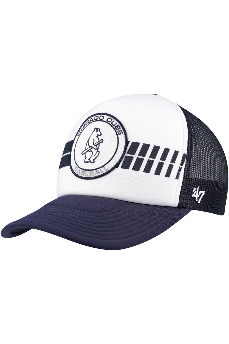 Men's '47 White/Navy Chicago Cubs Cooperstown Collection Wax Pack Express Trucker Adjustable Hat, Main, color, Navy