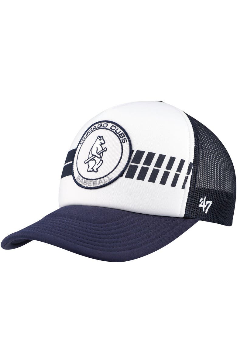 '47 Men's '47 White/Navy Chicago Cubs Cooperstown Collection Wax Pack Express Trucker Adjustable Hat, Main, color, Navy
