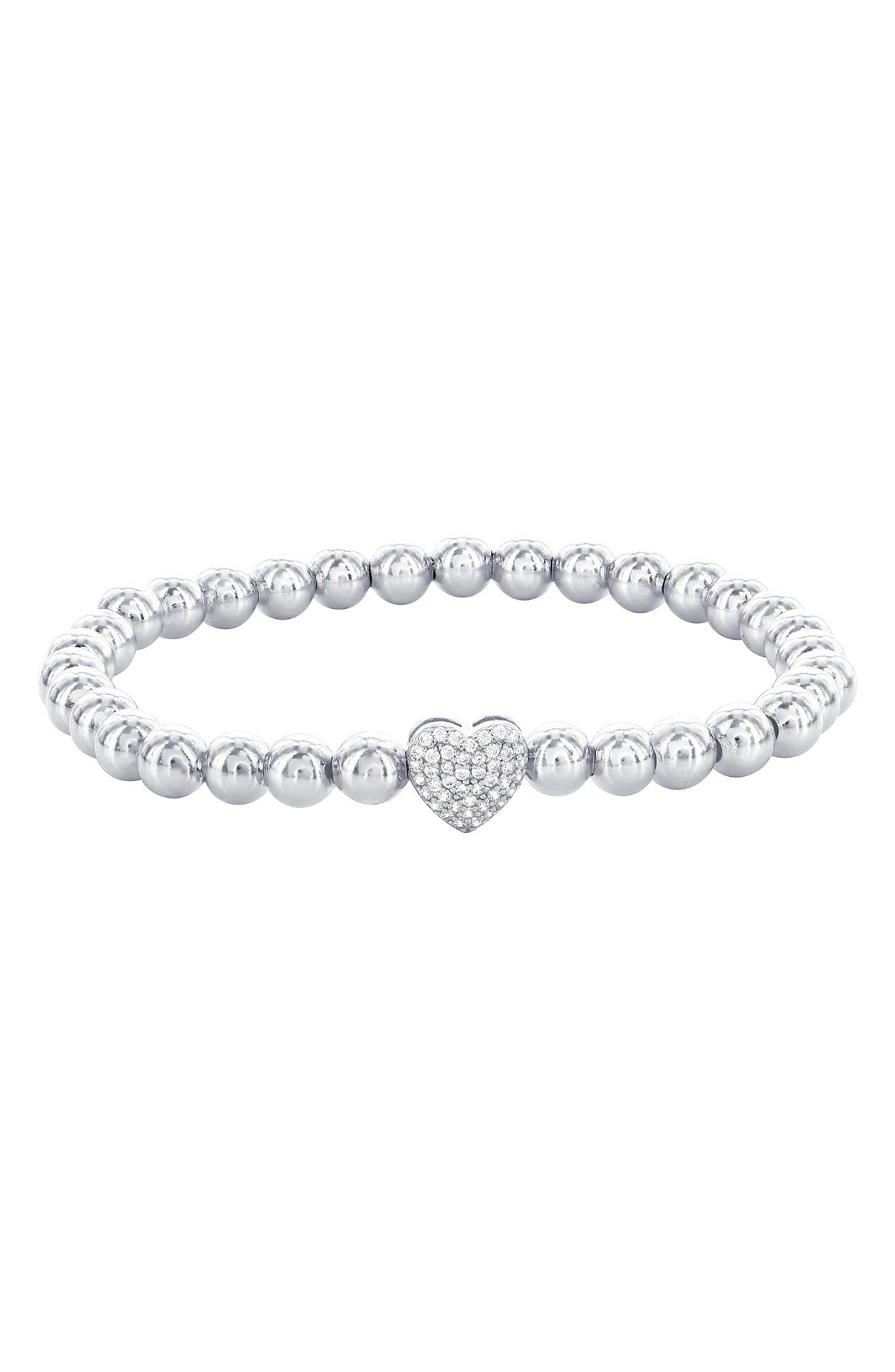 SIMONA Pavé Cubic Zirconia Heart Beaded Bracelet
