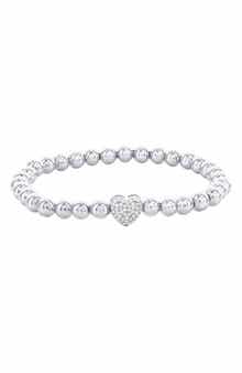 Pavé Cubic Zirconia Heart Beaded Bracelet