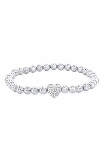 Pavé Cubic Zirconia Heart Beaded Bracelet
