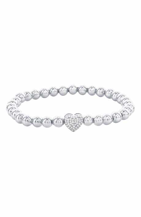 SIMONA Pavé Cubic Zirconia Heart Beaded Bracelet