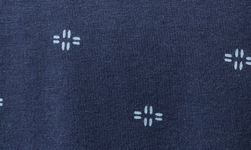 Travismathew Shore Of It Geo Print Short Sleeve Button-up Knit Shirt In Blue